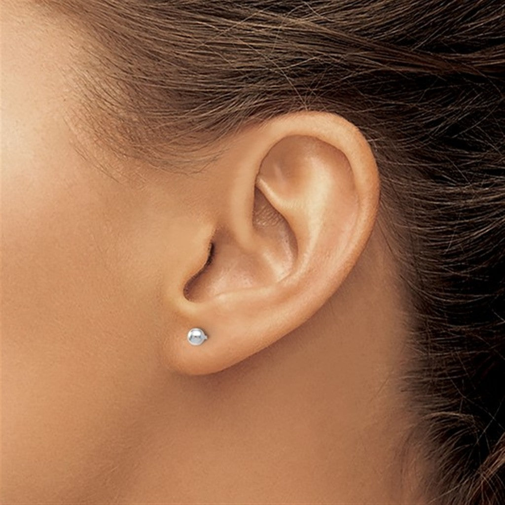 Classic 14K White Gold 3MM Ball Stud Earrings