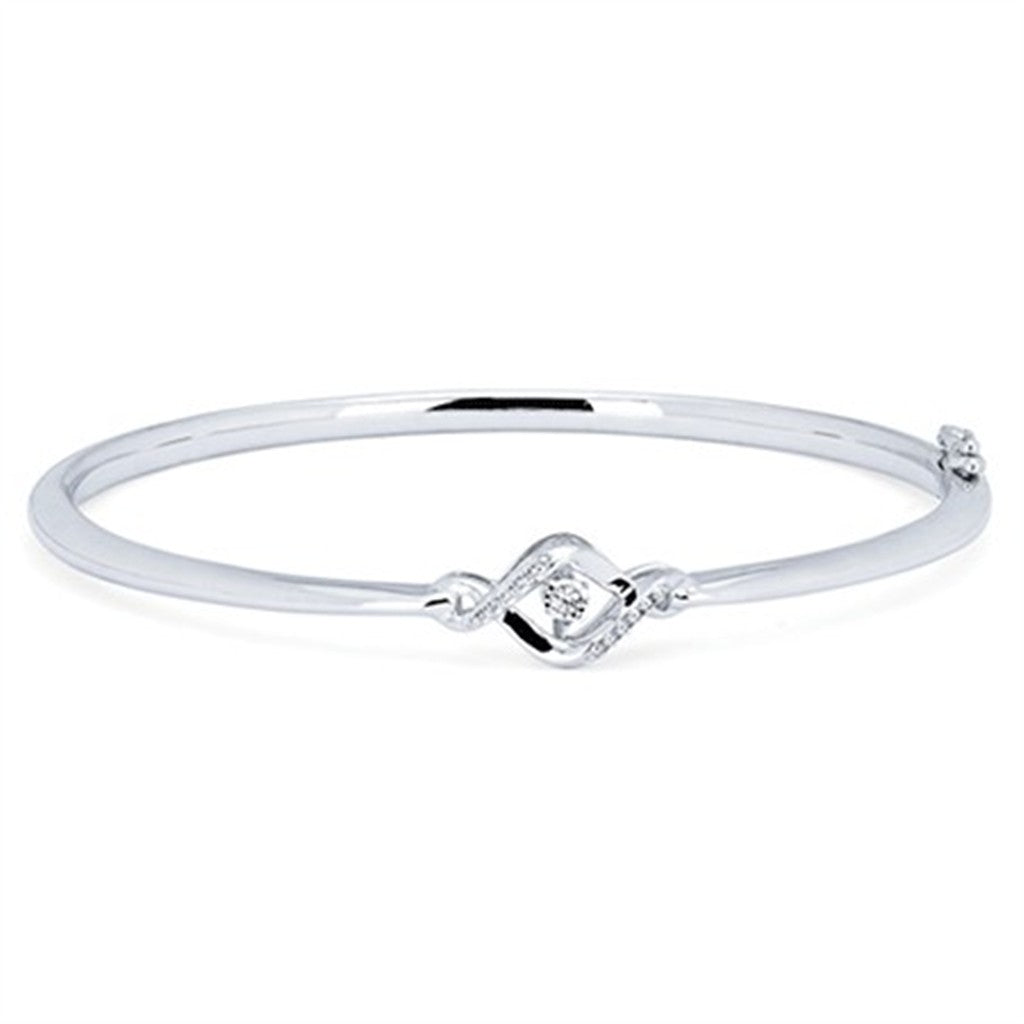 SS .05CTW Shimmering Diamond Bangle Bracelet – Sterling Elegance