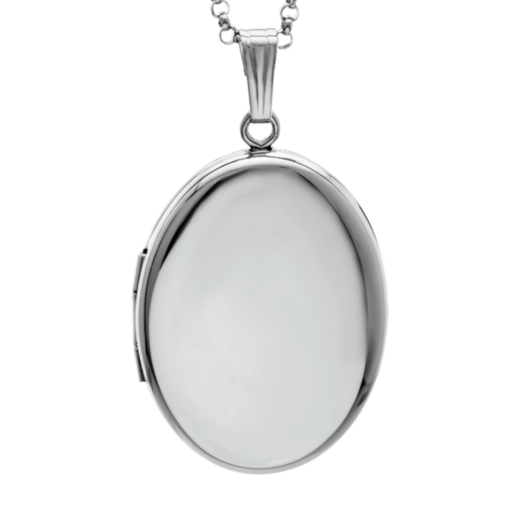 Sterling Silver Oval Locket with 20" Rolo Chain