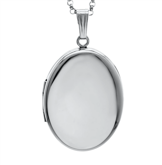 Sterling Silver Oval Locket with 20" Rolo Chain