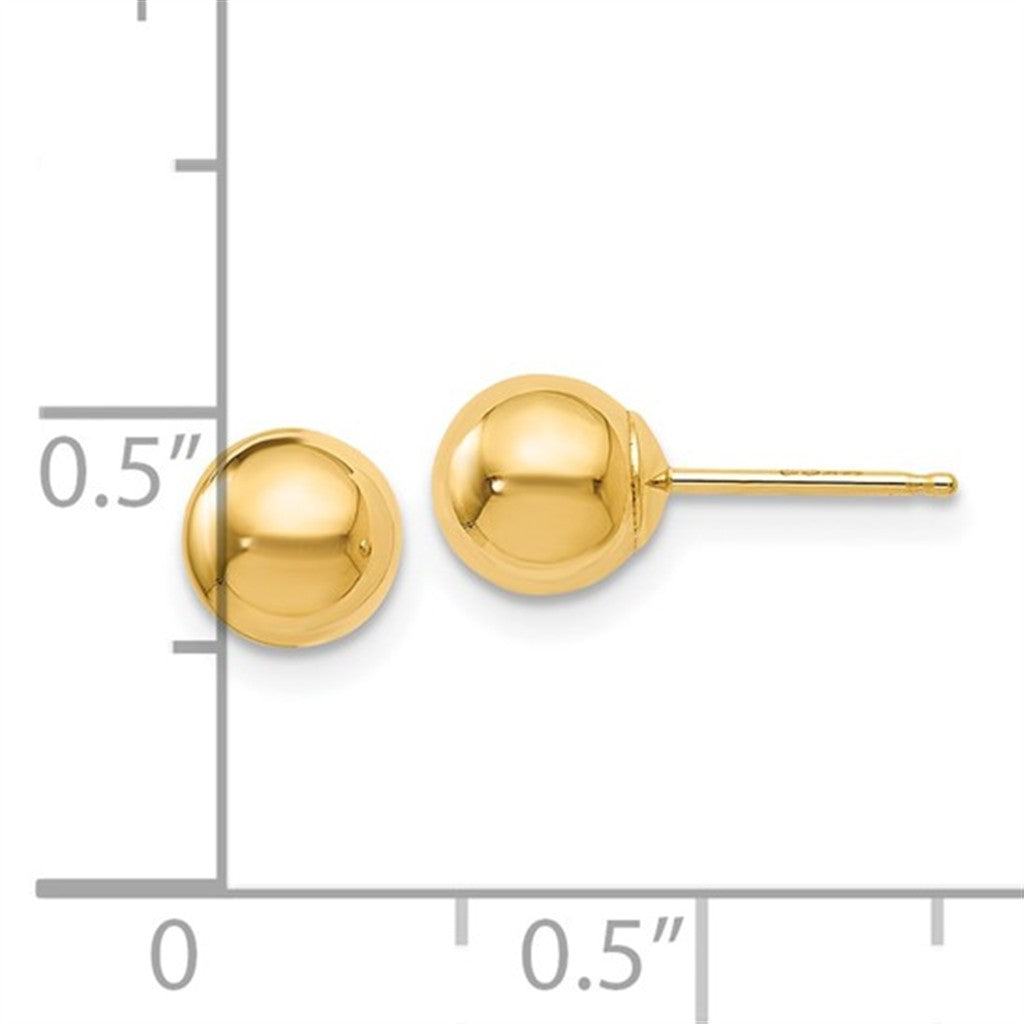 Classic 14K Yellow Gold 6MM Ball Stud Earrings