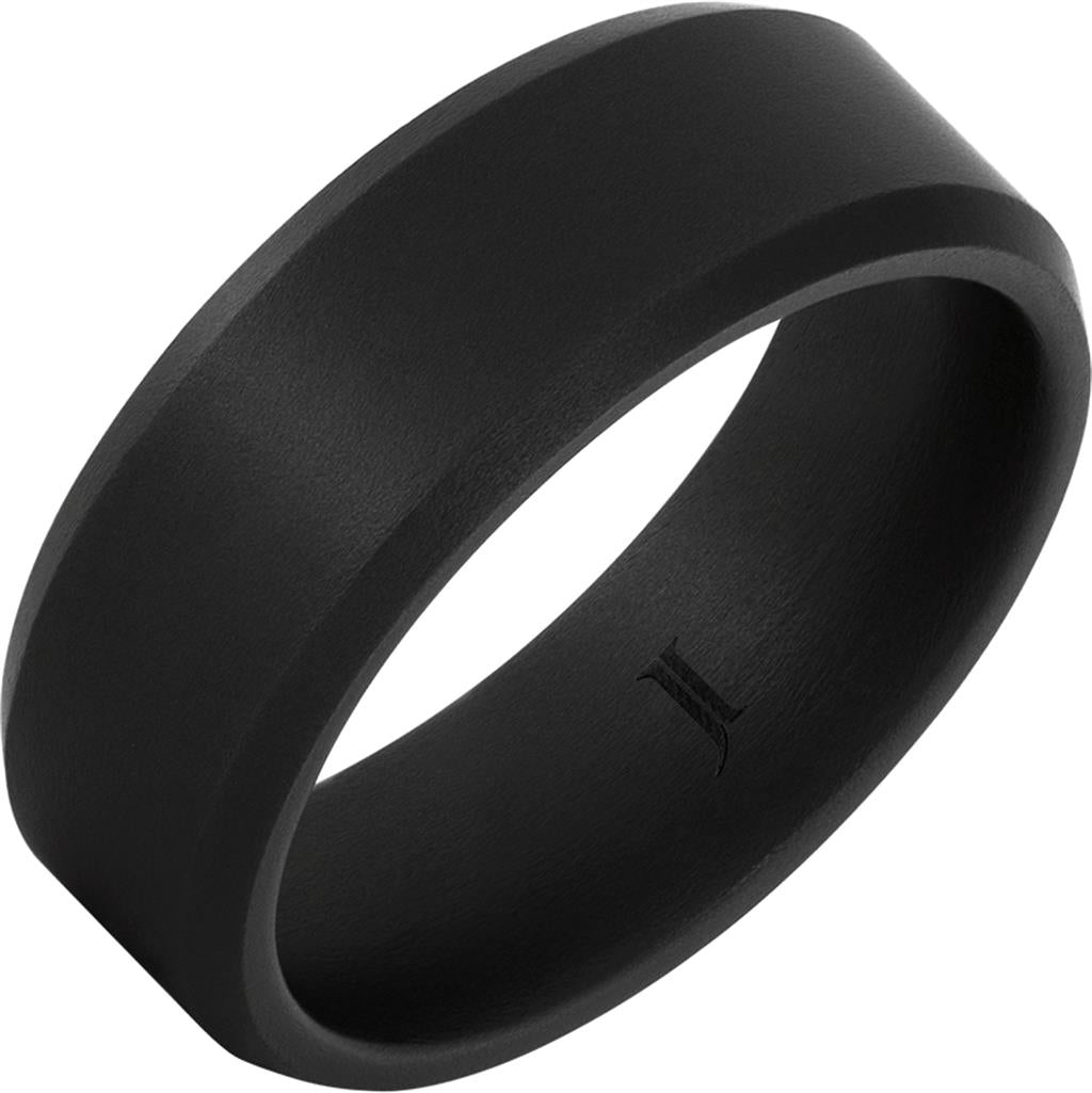 8MM Black Diamond Ceramic Classic Ring | Beveled Edges