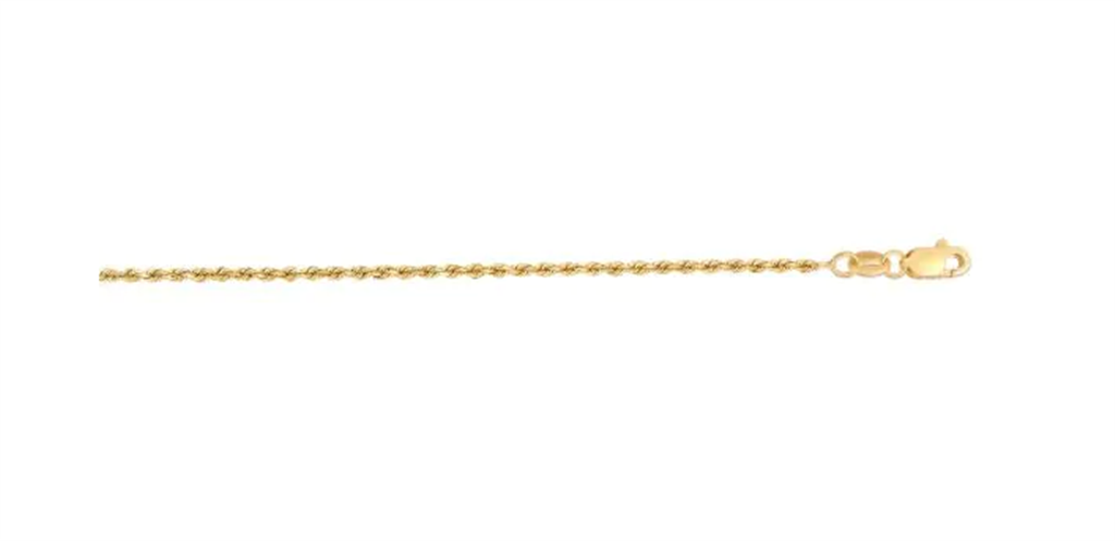 14K Yellow Gold 18" Diamond-Cut Royal Rope Chain with Pear-Shaped Lobster Clasp