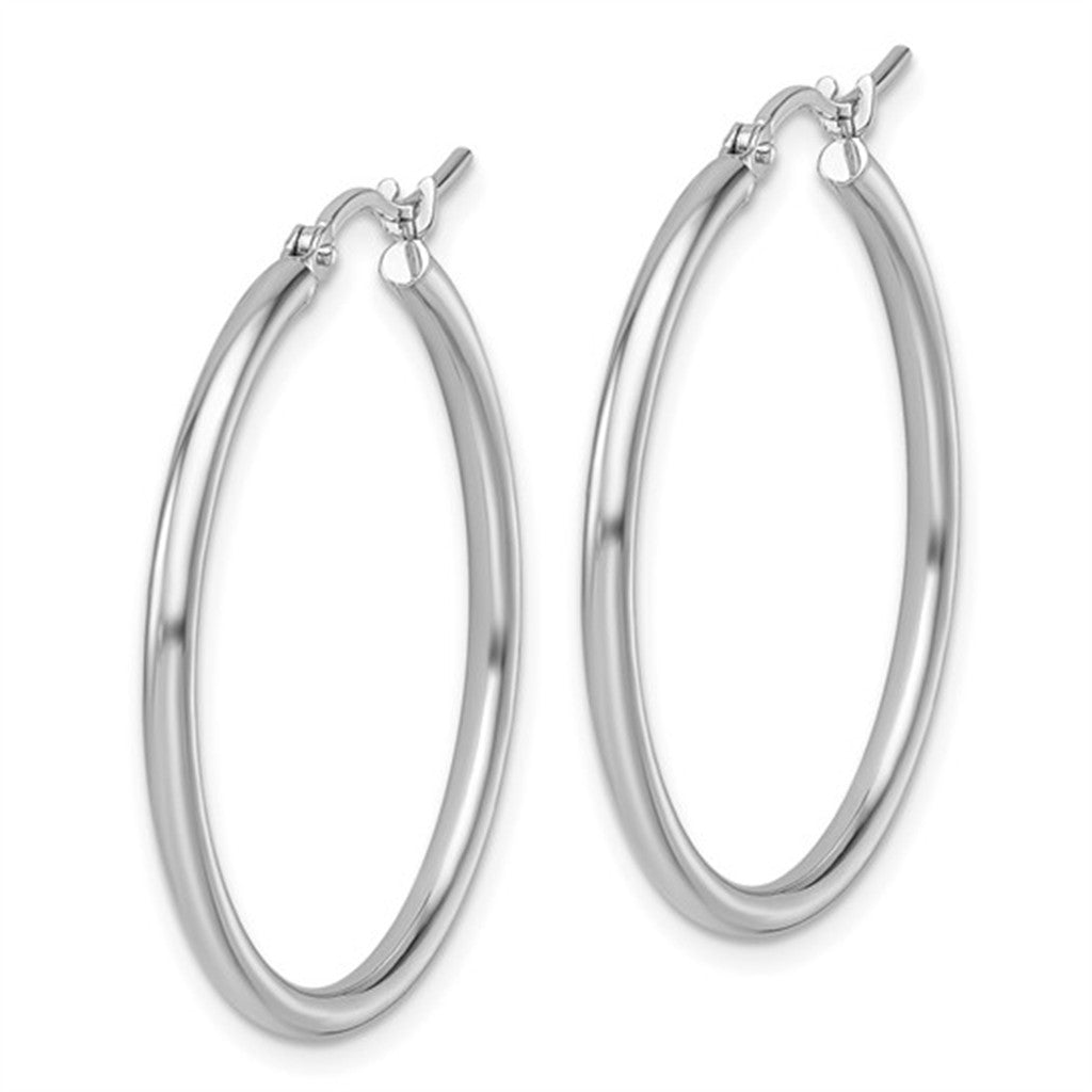 Classic 14K White Gold Polished Hoop Earrings