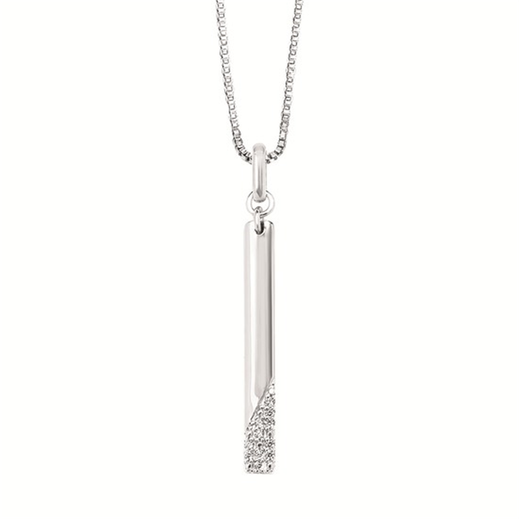 .05 Ctw Diamond Drop Pendant in Sterling Silver with 18" Box Chain (Adjustable to 16") and Lobster Claw Clasp | Parker Jewelers