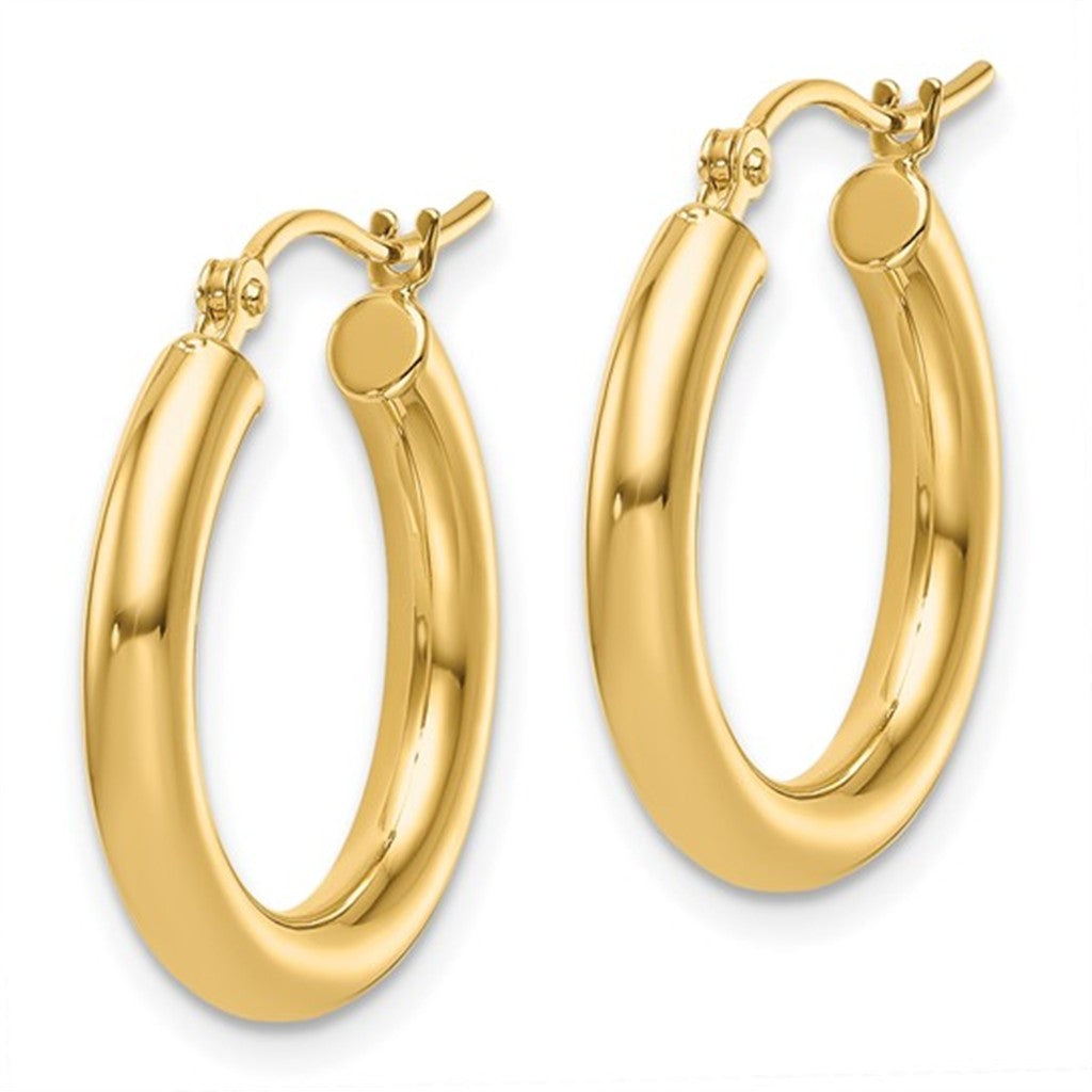 Classic 14K Yellow Gold Polished 3mm Hoop Earrings