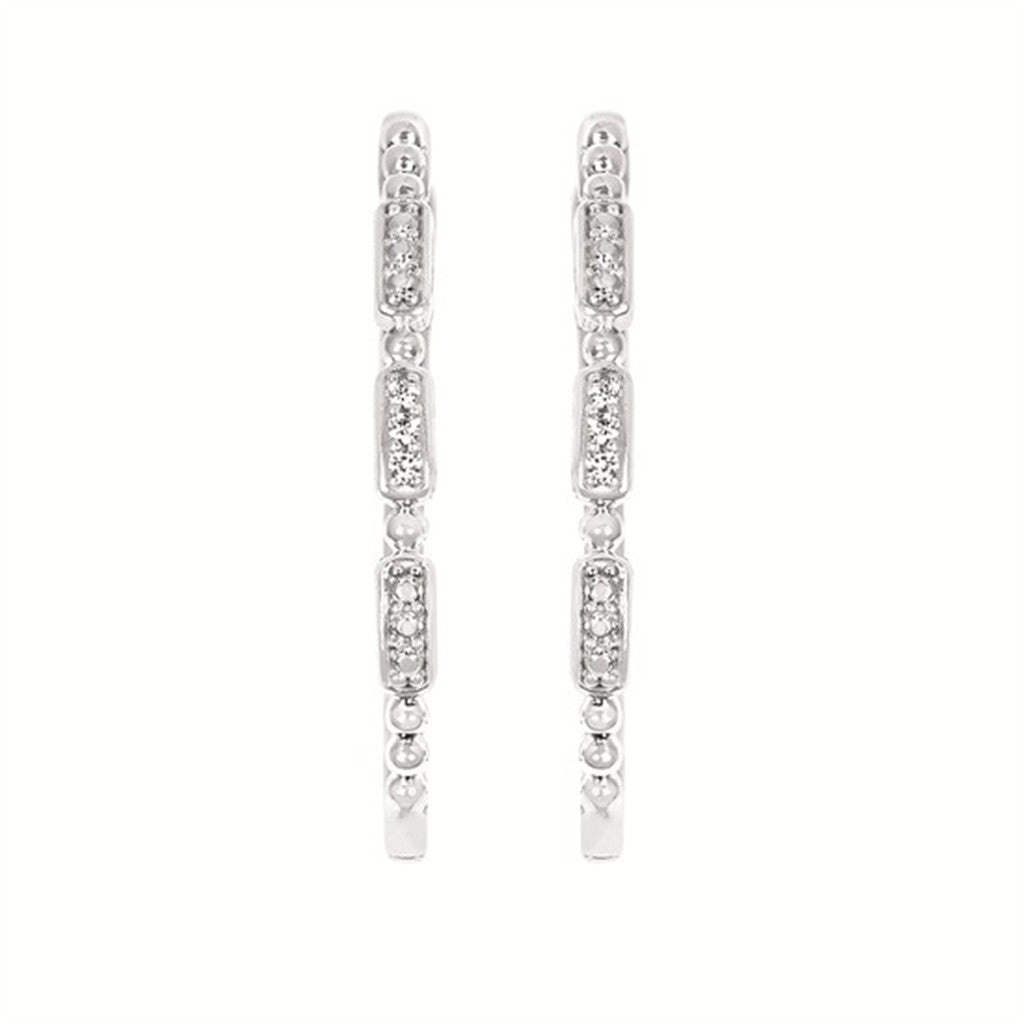 SS .04CTW Diamond Hoop Earrings