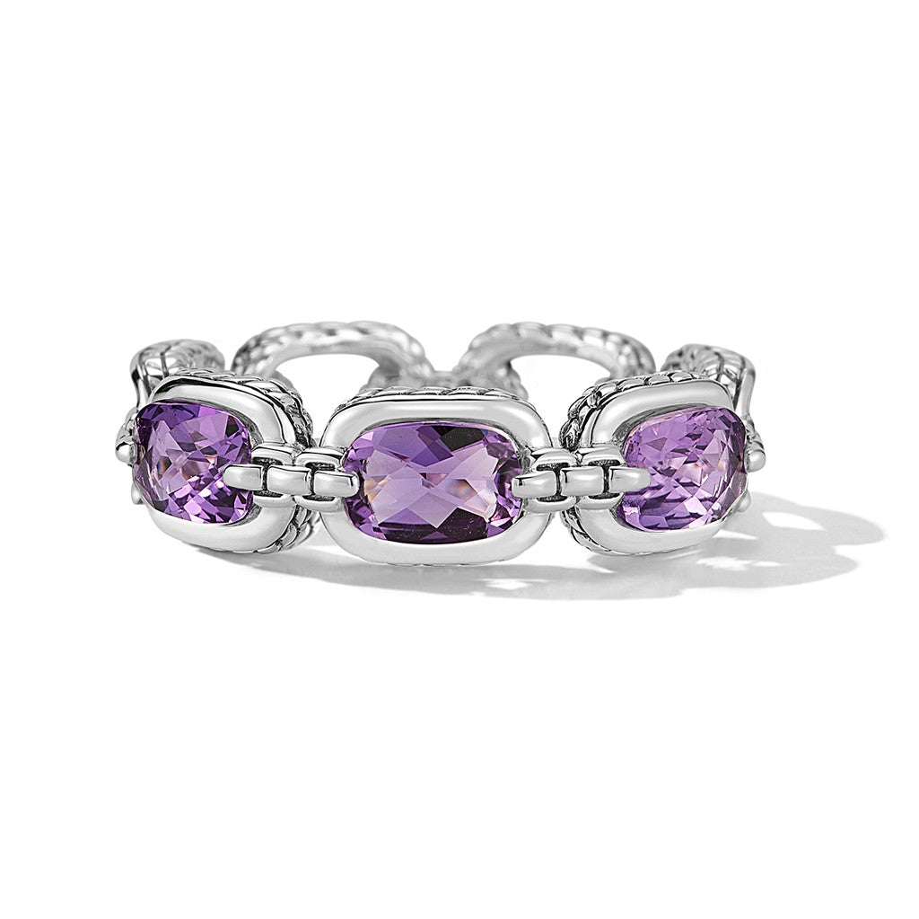 JAI Sterling Silver Statement Link & Multi Gemston | Silver Rings