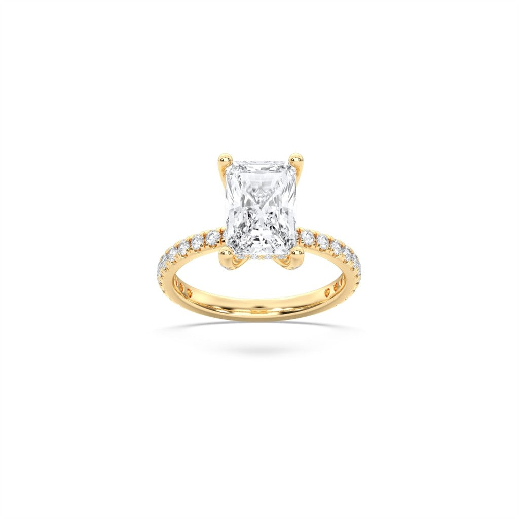 Radiant-Cut Lab-Grown Diamond Engagement Ring – 14K Yellow Gold