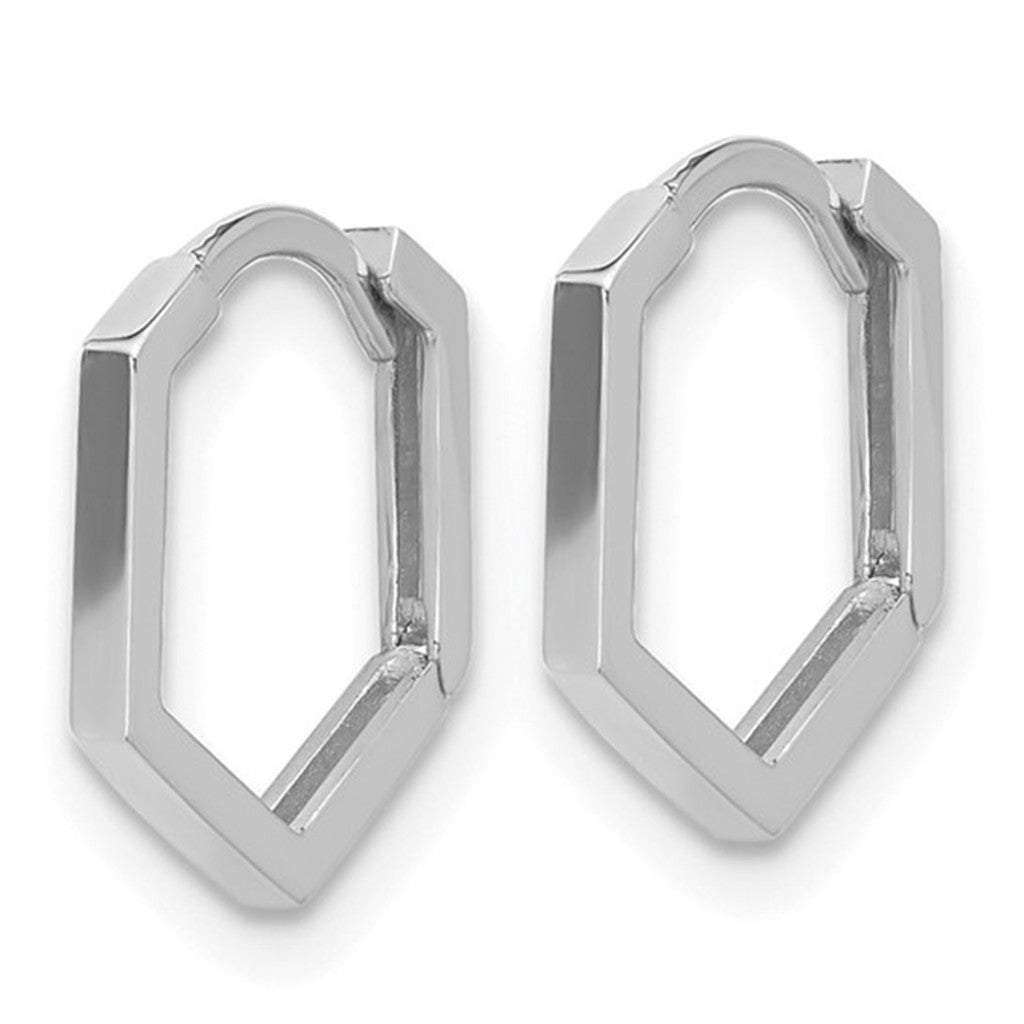 Elegant 14K White Gold Polished Geometric Hoop Earrings