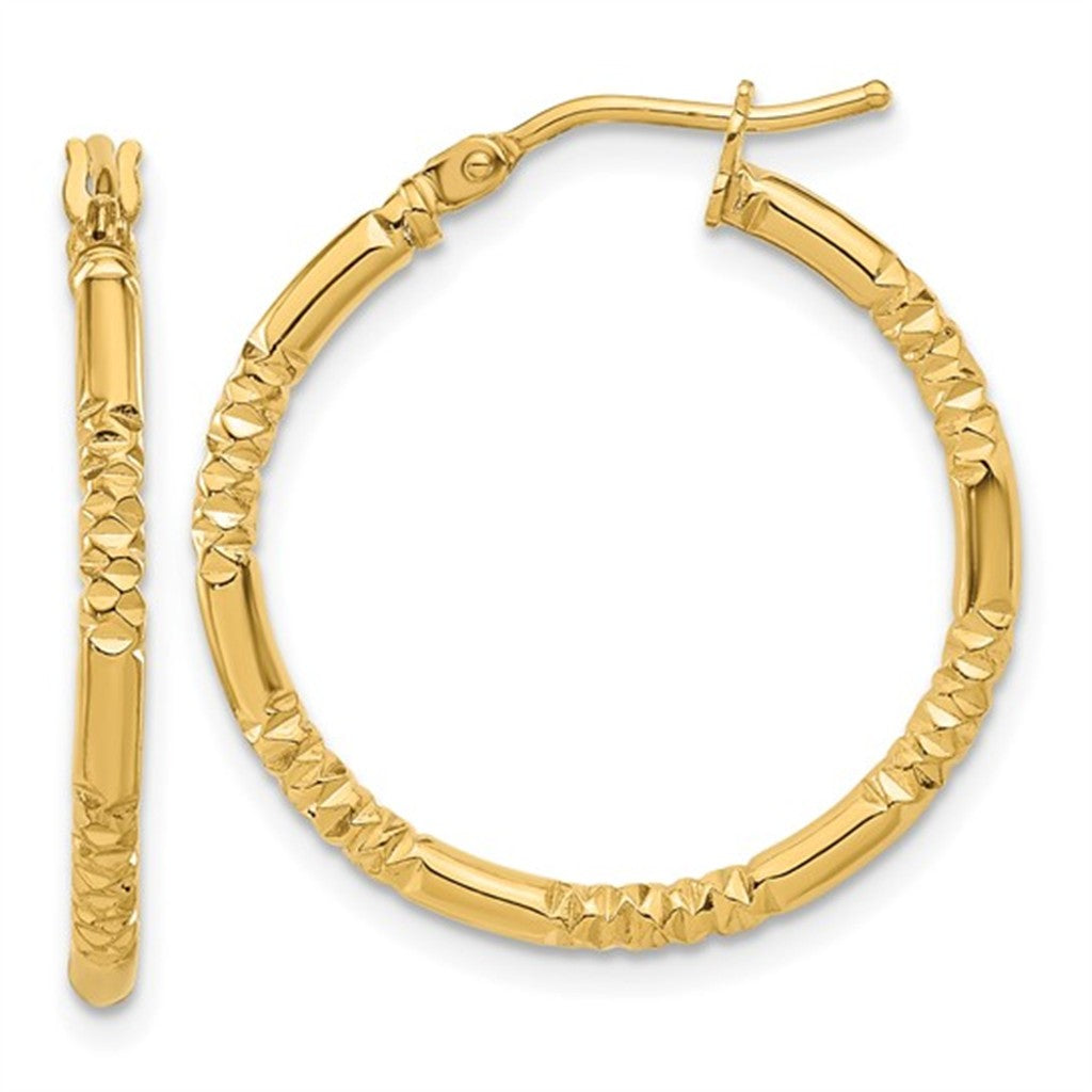 Elegant 14K Yellow Gold Medium Hoop Earrings