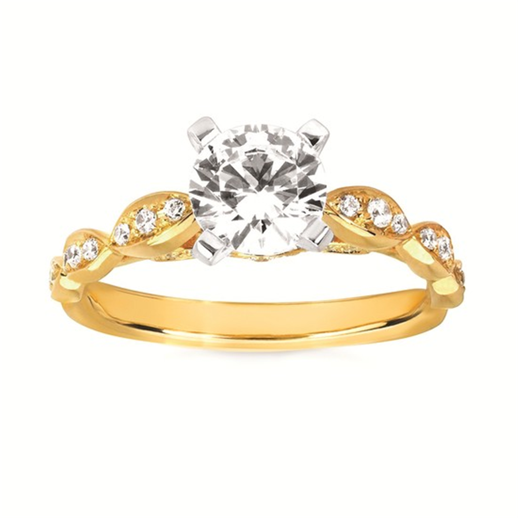 Forever Elegant® 1/5 Ctw. Diamond Semi Mount with 1 Ct. Round Center Diamond in 14K Gold