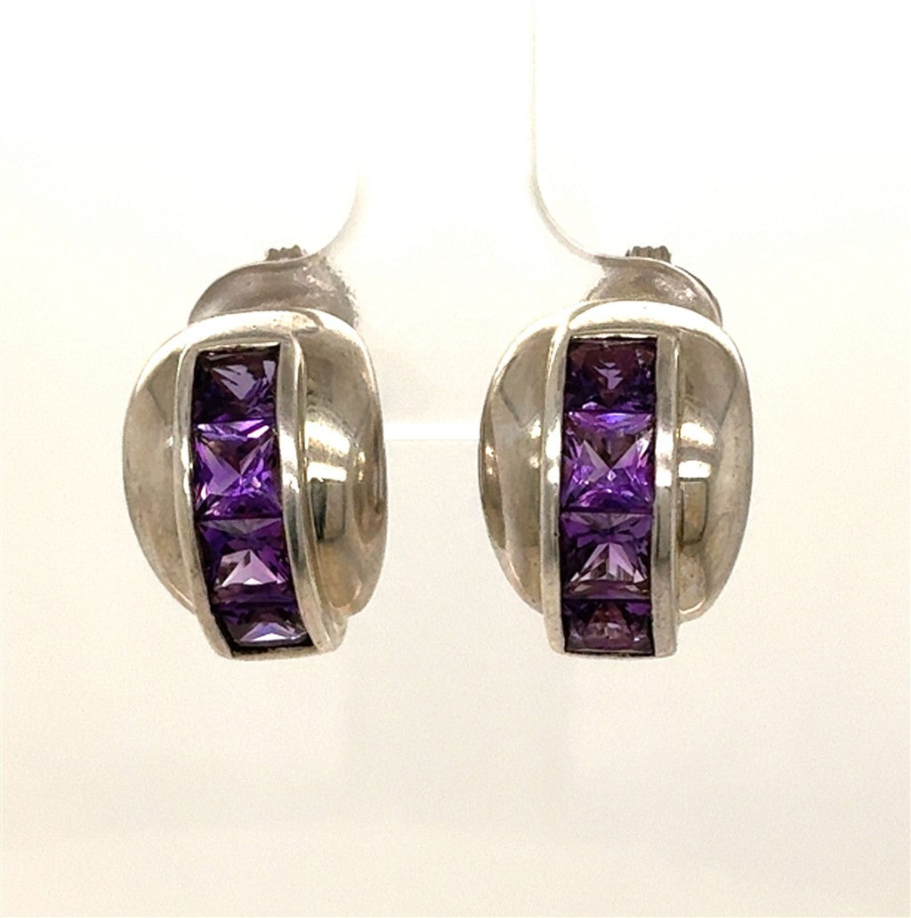 Sterling Silver Earrings with Purple Stones