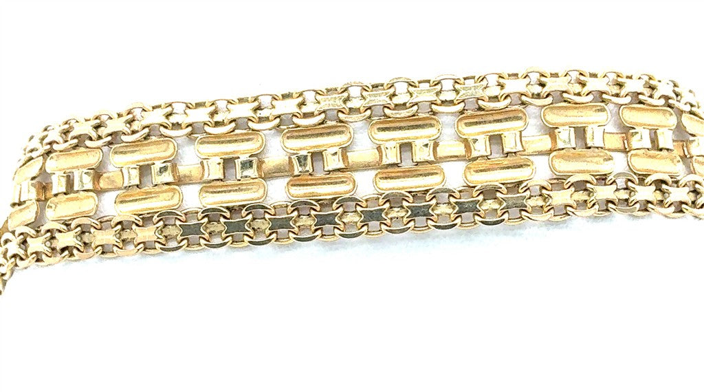 10K Yellow Gold Woven Wide Bracelet with Magnetic & Safety Clasp