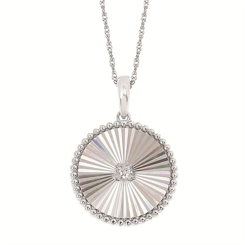 14KWG .04CTW Diamond Laser Cut Disc Pendant