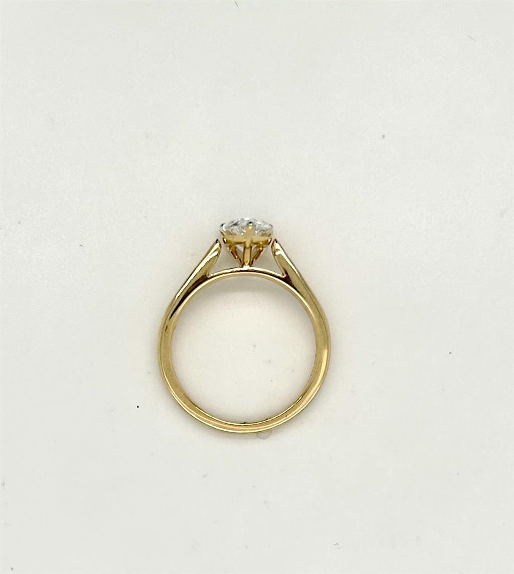 14K Yellow Gold Engagement Ring with 1.55CT LGD Pear Shaped Size 7