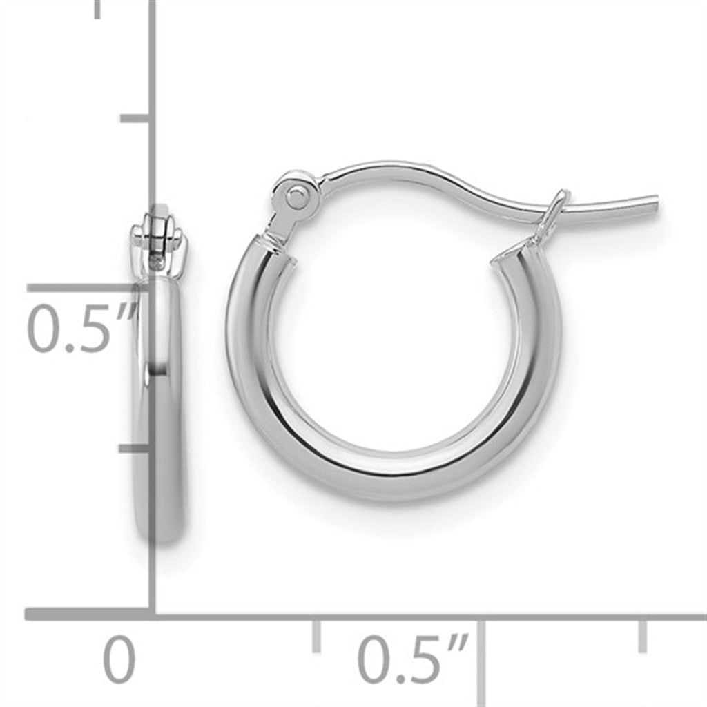 Classic 14K White Gold Polished Hoop Earrings