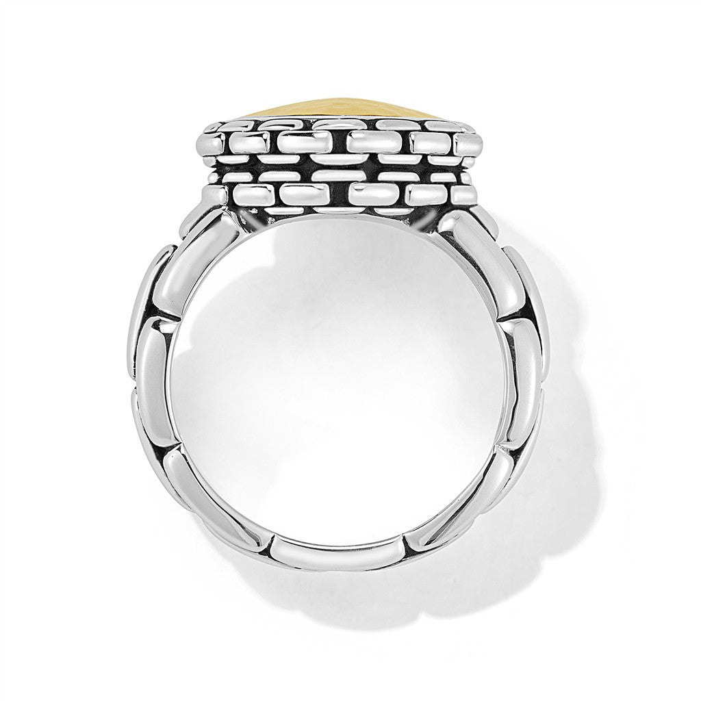 JAI Sterling Silver & 14K Gold Hammered with Box C | Silver Rings