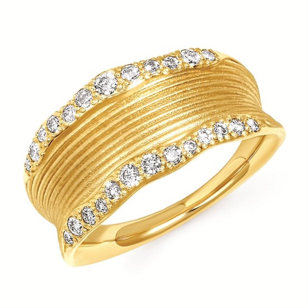 14K Two-Tone Wide Diamond Fashion Ring – .40CTW Engraved