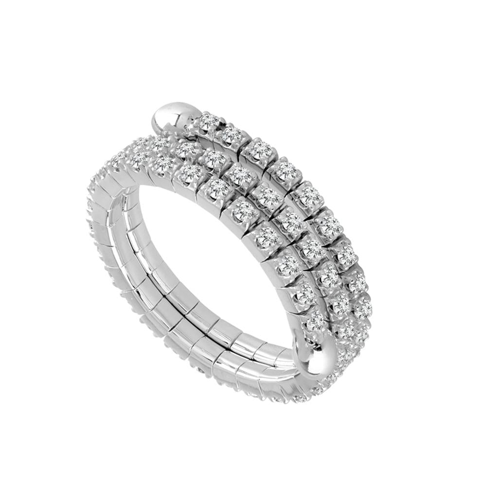 14K White Gold 1CTW Flexi Ring with All Round Brilliant Cut Diamonds in 4 Prong Set