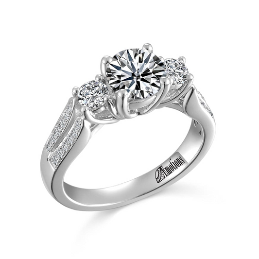 Stunning Split Shank Ring Semi-Mount with Trio of Diamonds & .46Ct Total