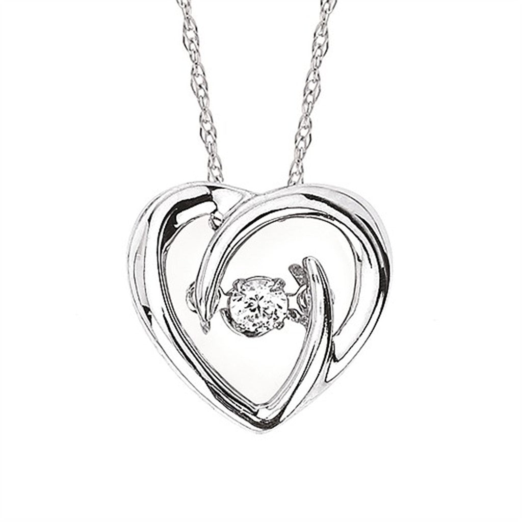 SS .05CT Shimmering Diamond Heart Necklace