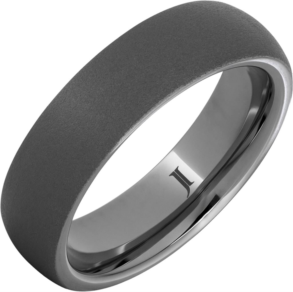 6MM TUNGSTEN CARBIDE MENS RING W/ SANDBLAST FINISH SIZE 8
