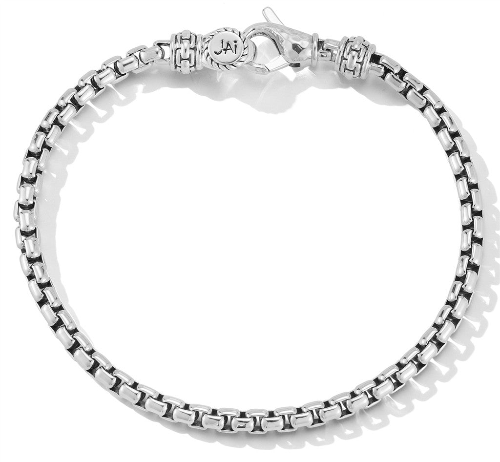 JAI Sterling Silver 3.7mm Box Chain Bracelet, Size | Silver Bracelets