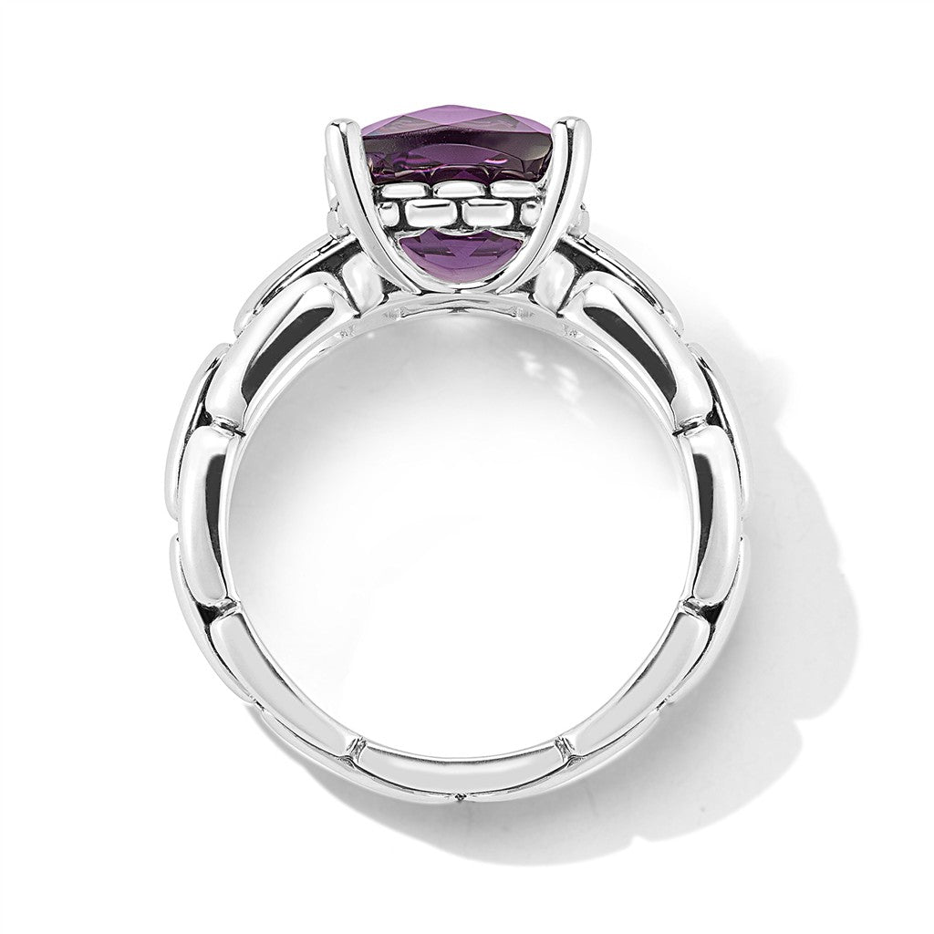 JAI Sterling Silver 10mm Cushion Amethyst Gemstone | Silver Rings
