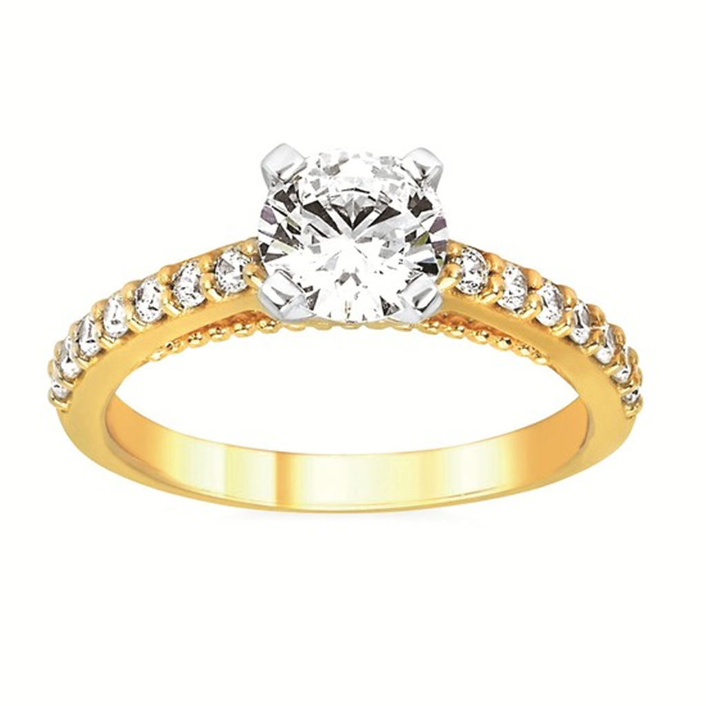 Forever Elegant® 1/3 Ctw. Diamond Semi Mount with 1 Ct. Round Center Diamond in 14K Gold
