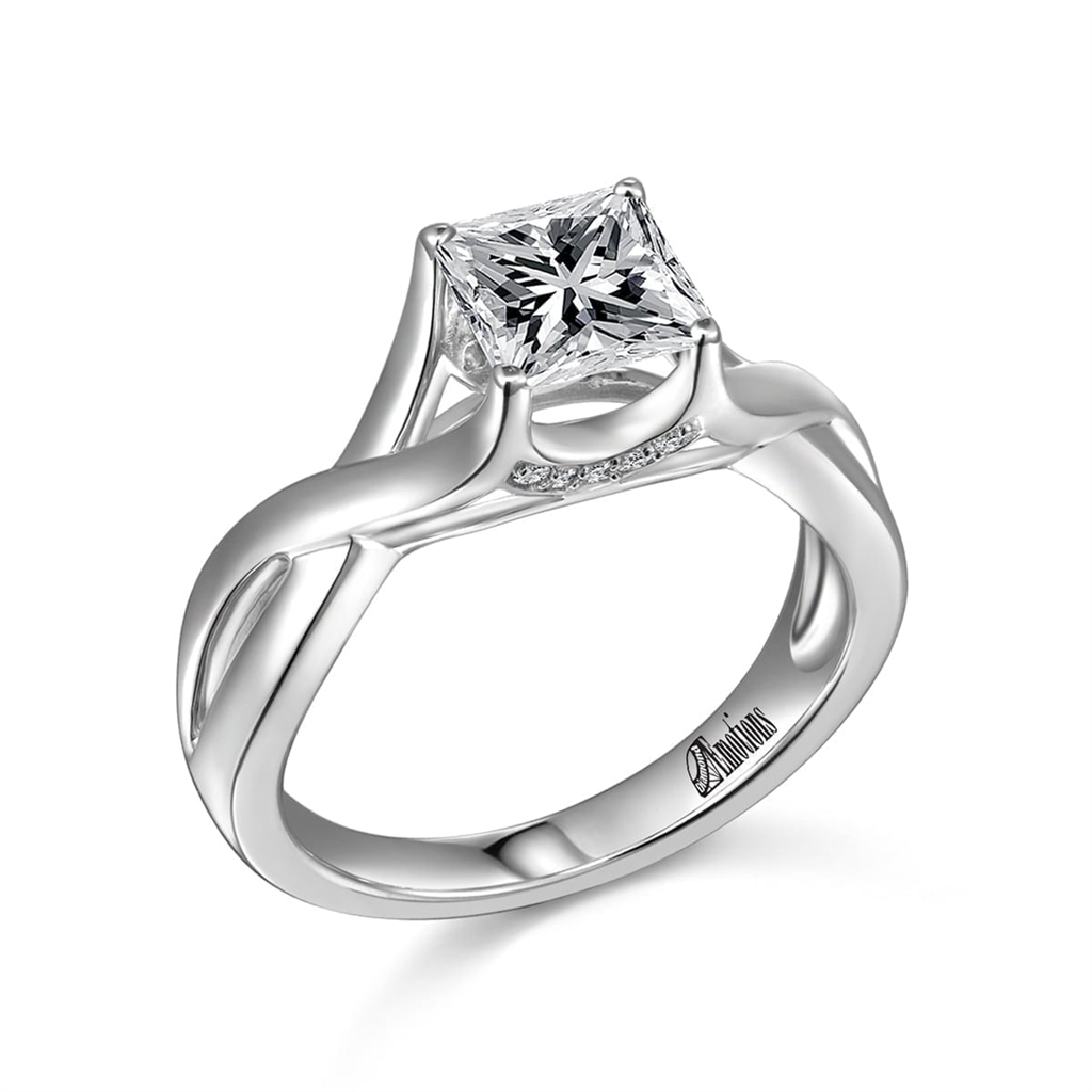 Delicate Solitaire Ring Semi-Mount with .05Cts Diamonds