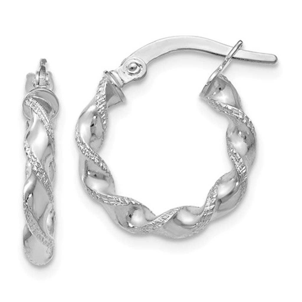 14KT White Gold Twisted Hoop Earrings – Timeless Elegance