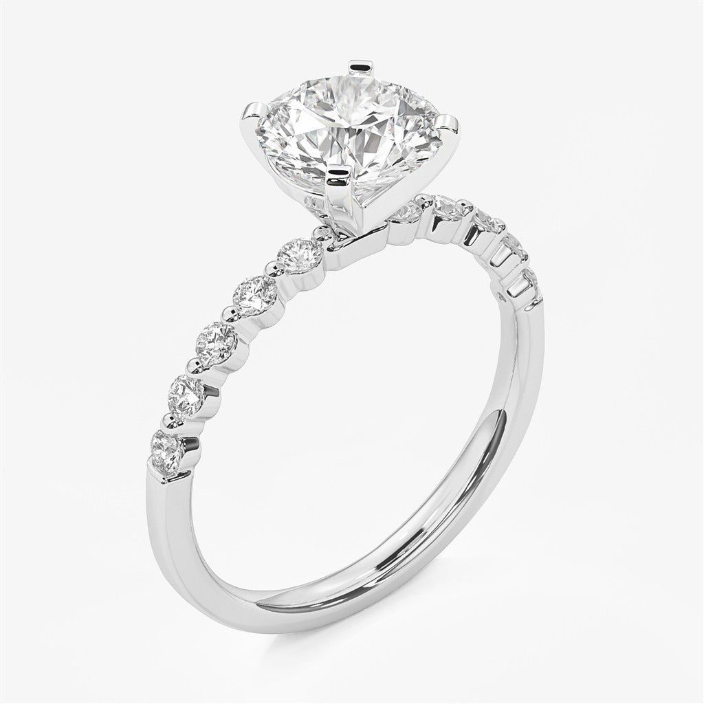 Half-Way Single Shared Prong Peg Head Engagement Ring Semi-Mount