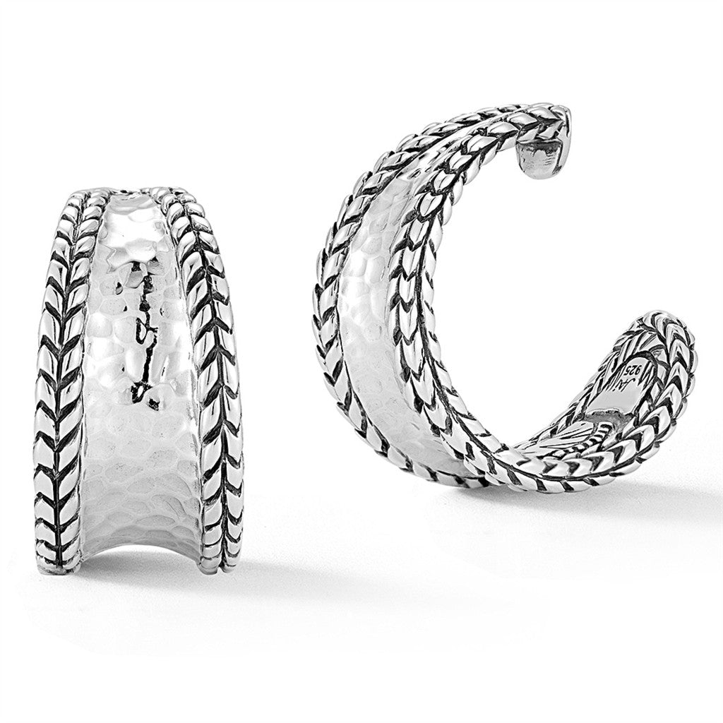 JAI Sterling Silver 3/4 Hoop Earrings with Concave | Silver Earrings