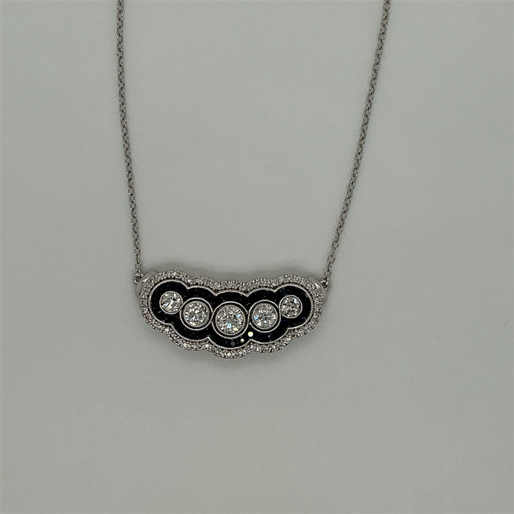 14KWG Diamond & Sapphire Necklace