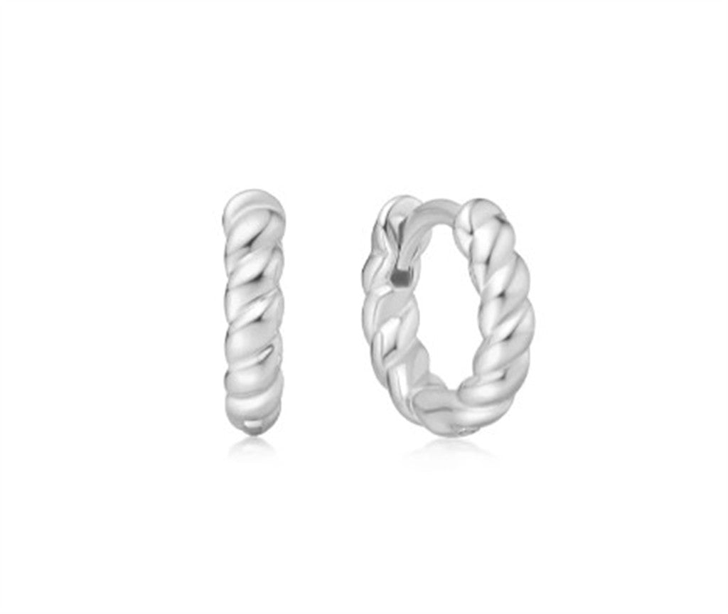Silver Texture Small Huggie Hoop Earrings - Ania Haie