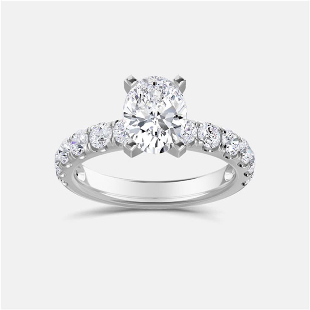 Elegant 14K White Gold Oval Lab-Grown Diamond Engagement Ring