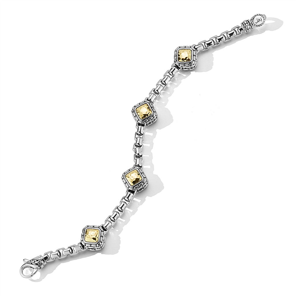 JAI Sterling Silver & 14K Gold 5.3mm Box Chain & S | Silver Bracelets