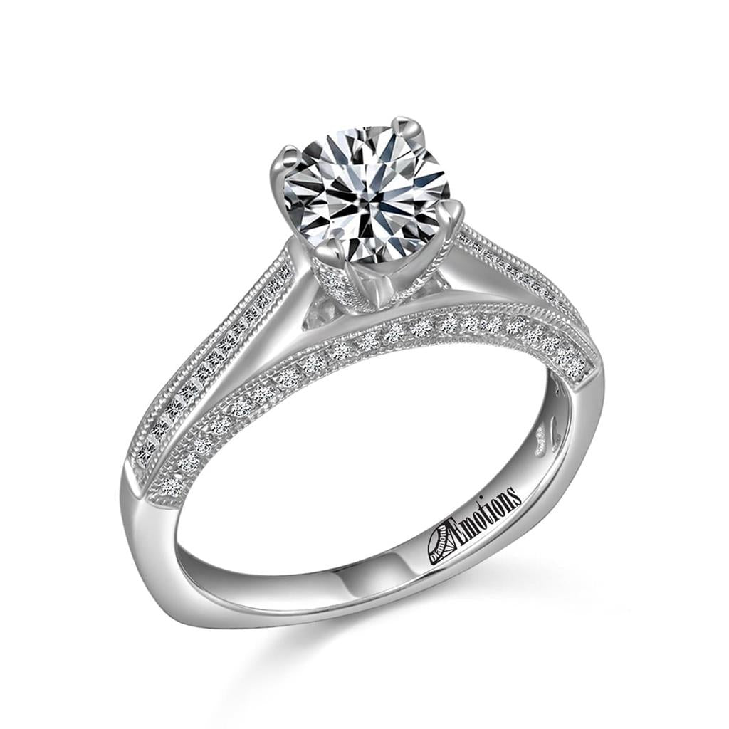 Modern Solitaire Ring with .51Ct Diamonds Semi-Mount