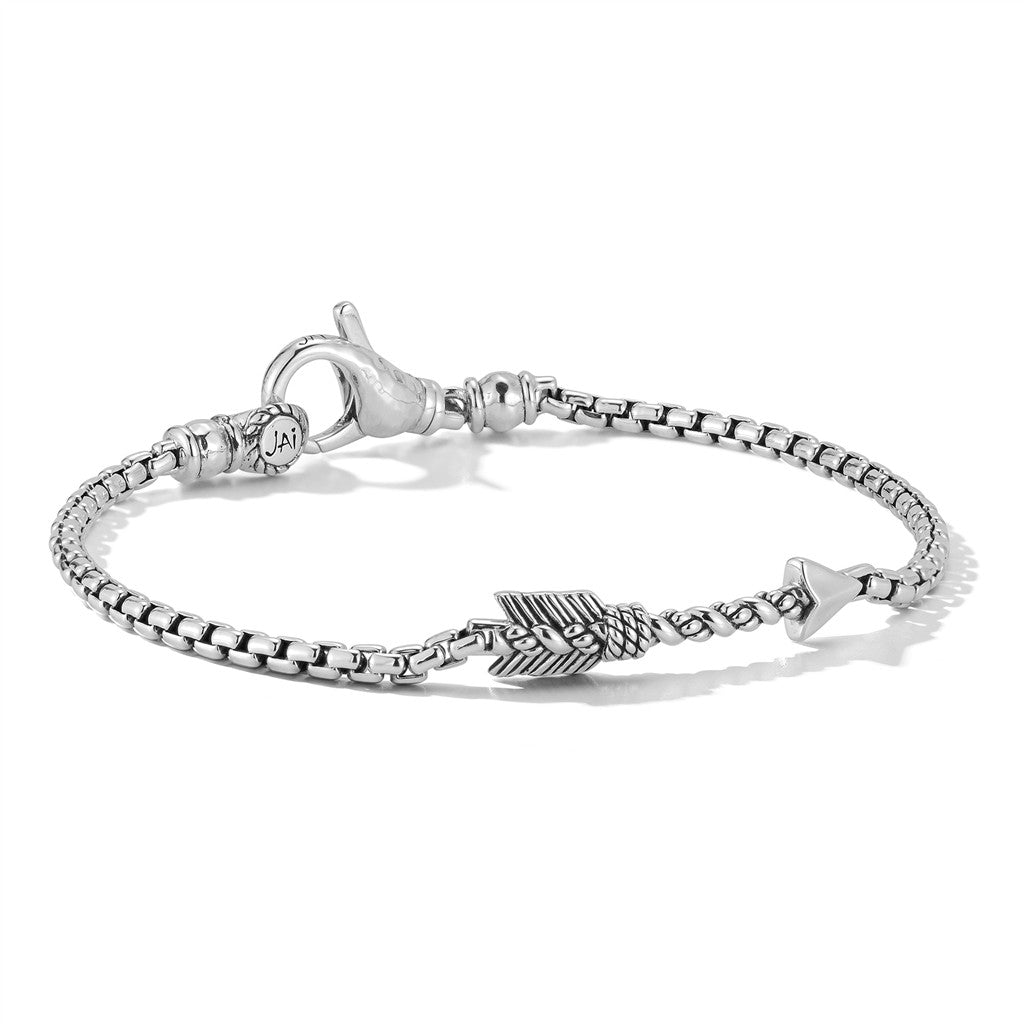 JAI Sterling Silver 2.7mm Box Chain Arrow Bracelet | Silver Bracelets