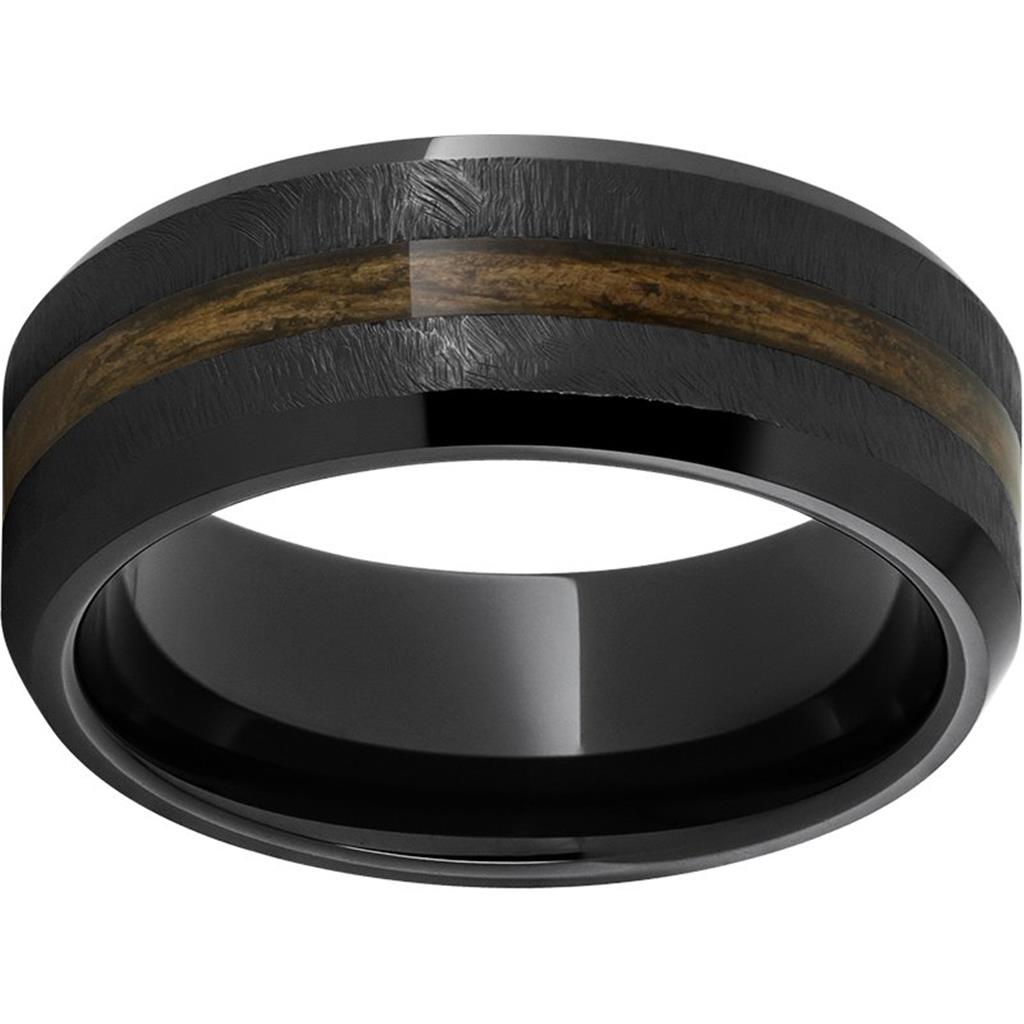 8MM Black Ceramic Beveled Bourbon Grain Edge Wedding Band – Refined Durability