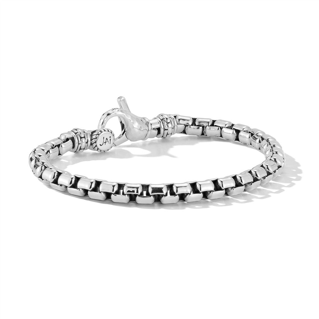 JAI Sterling Silver 5.3mm Box Chain Bracelet, Size | Silver Bracelets