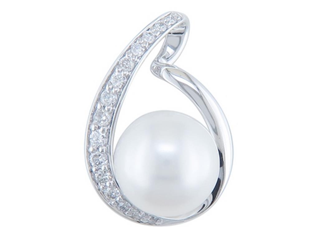 14KWG Pearl and Diamond Pendant