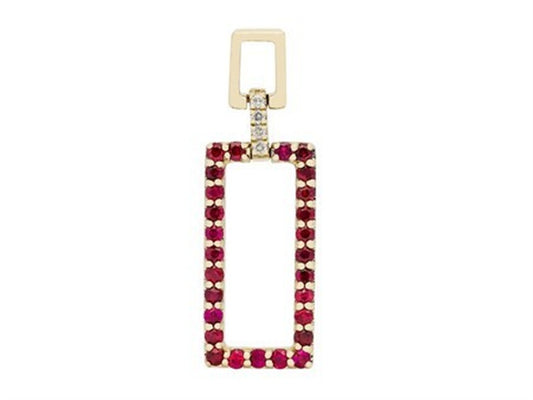 14K Yellow Gold Ruby Diamond Pendant