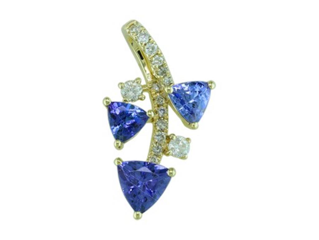 14K Yellow Gold Tanzanite and Diamond Pendant