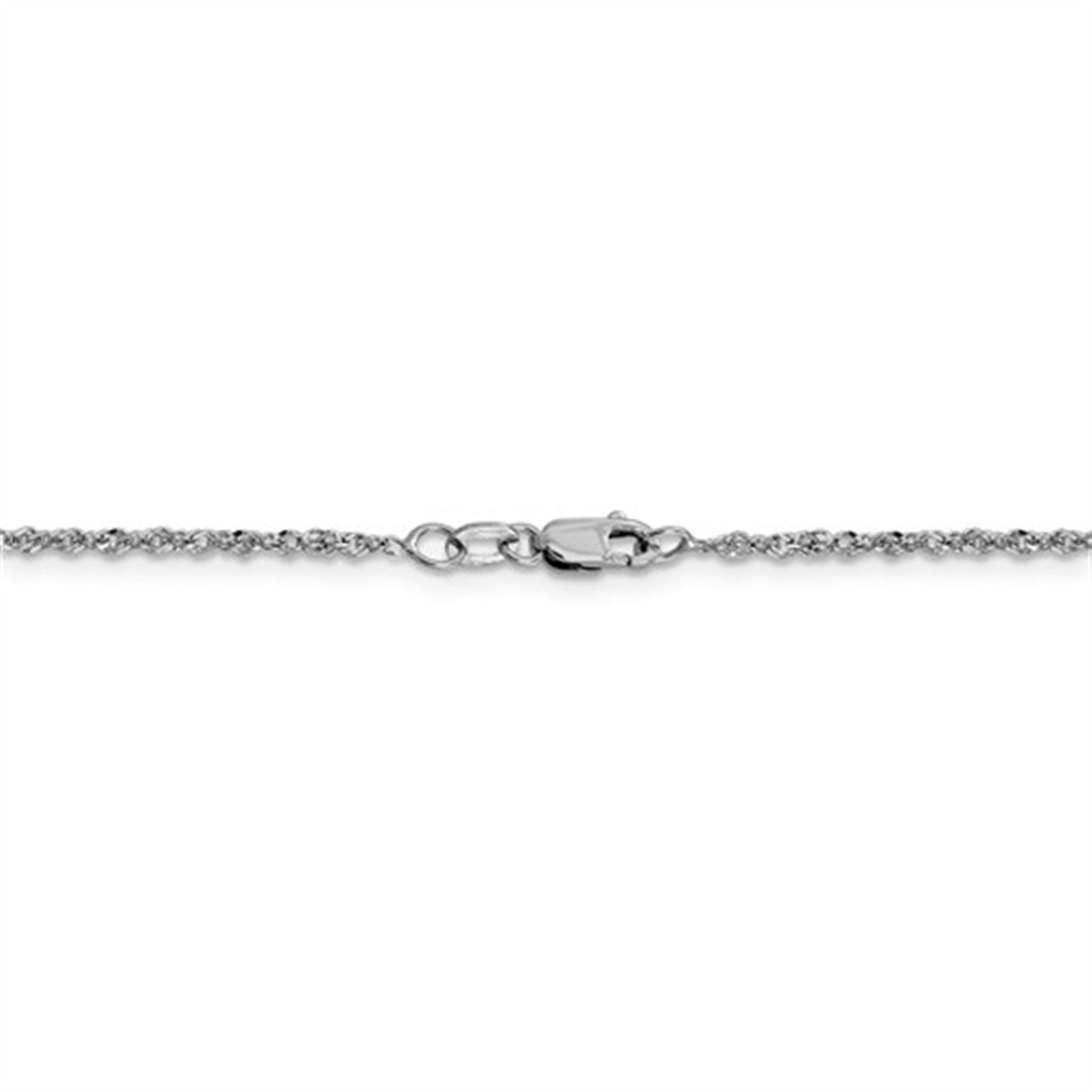 14K White Gold 1.6MM Sparkle Singapore Chain – 18" Lobster Clasp