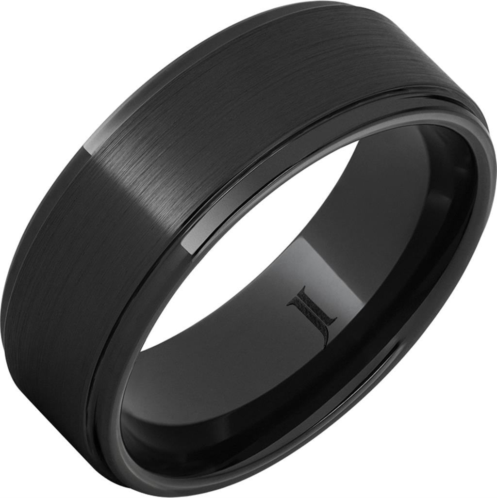 8MM Black Diamond Ceramic Ring | Satin Rogue