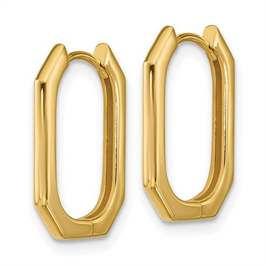 14K Yellow Gold Octagon Hinged Hoop Earrings