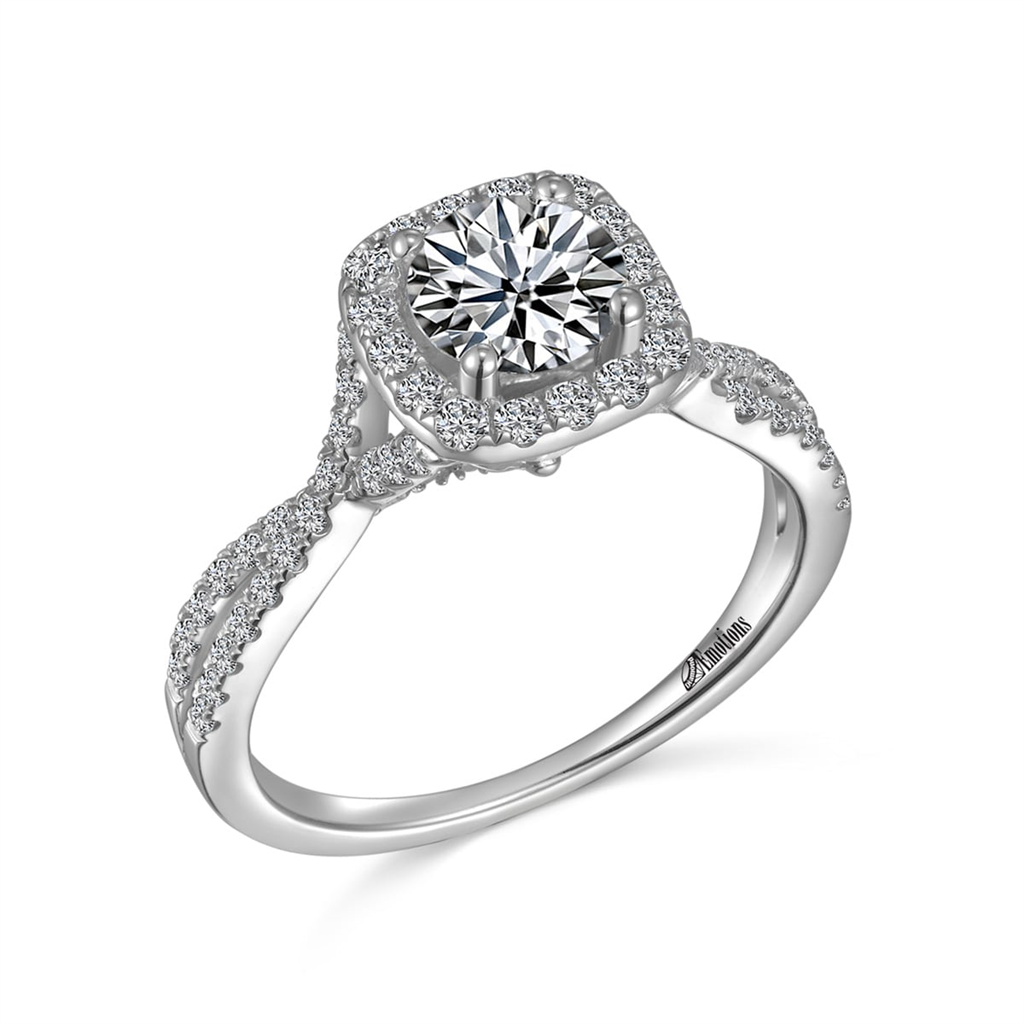 Halo Ring Semi-Mount with Elegant Twist Shank