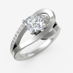 High Polish and Diamond Abstract Setting with Peg Head Engagement Ring Semi-Mount